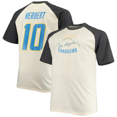 Justin Herbert Los Angeles Chargers Big & Tall Player Name & Number Raglan T-Shirt Oatmeal | NFL