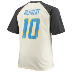 Justin Herbert Los Angeles Chargers Big & Tall Player Name & Number Raglan T-Shirt Oatmeal | NFL