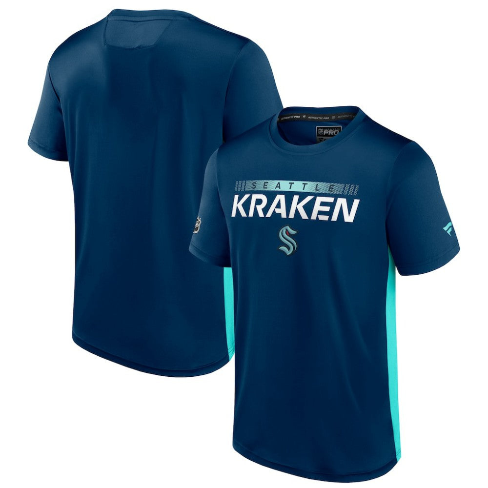 Seattle Kraken Fanatics Authentic Pro Rink Tech T-Shirt - Deep Sea Blue/Light Blue - NHL
