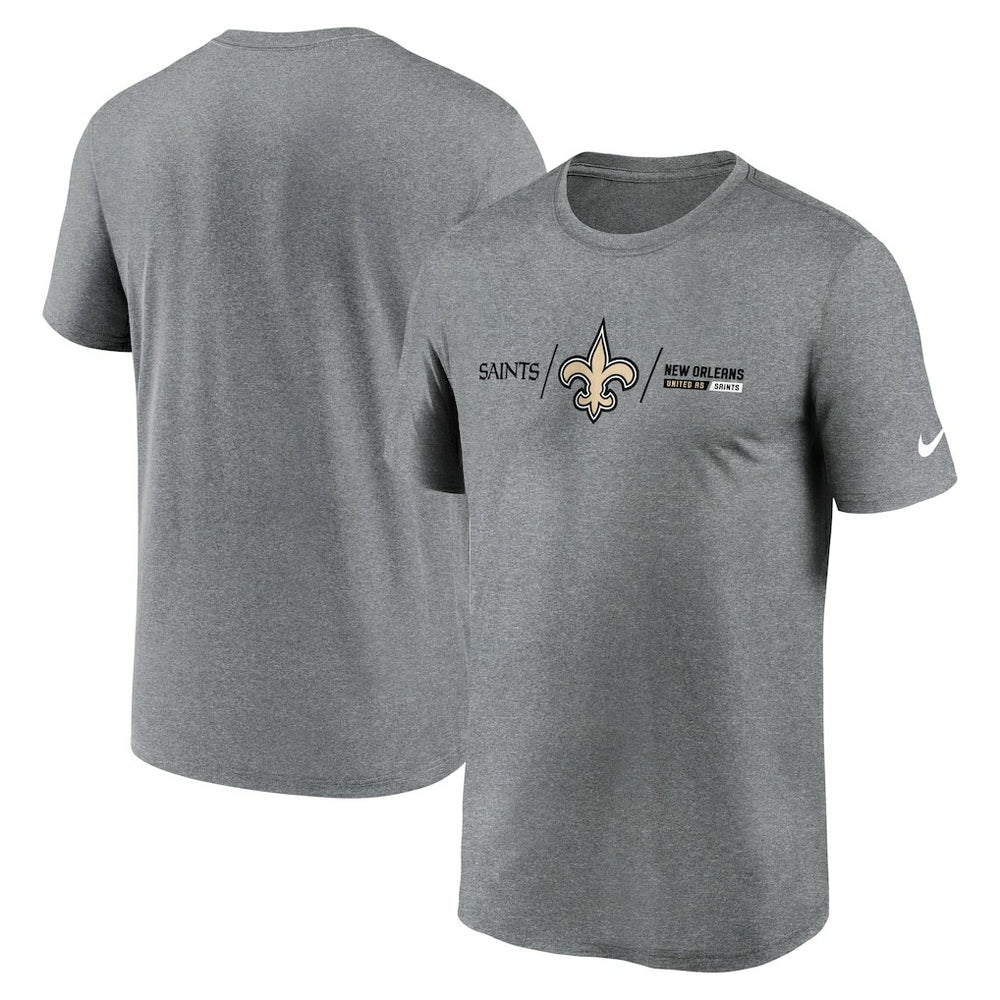 New Orleans Saints Horizontal Lockup Legend Performance T-Shirt Heathered Charcoal | Nike for Sale