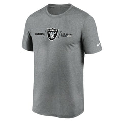 Las Vegas Raiders Horizontal Lockup Legend Performance T-Shirt Heather Charcoal | Nike for Sale