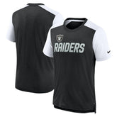 Las Vegas Raiders Color Block Team Name T-Shirt Heathered Black/White | Nike for Sale