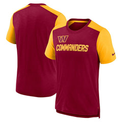 Washington Commanders Color Block Team Name T-Shirt Heathered Burgundy/Heathered Gold | Nike for Sale