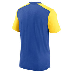 Los Angeles Rams Color Block Team Name T-Shirt Heathered Royal/Heathered Gold | Nike for Sale