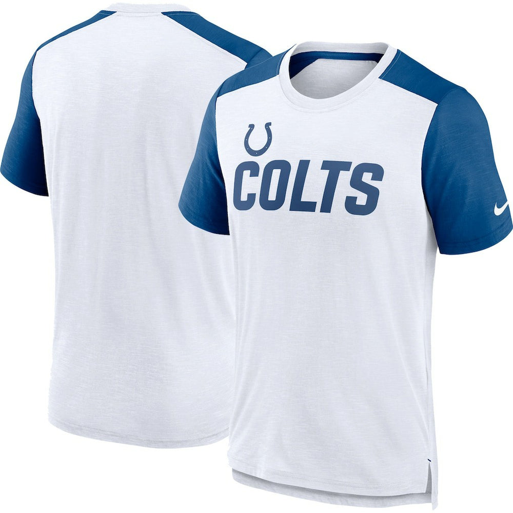 Indianapolis Colts Color Block Team Name T-Shirt White/Heather Royal | Nike for Sale