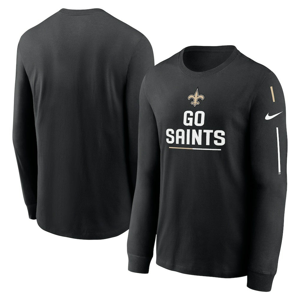 New Orleans Saints Team Slogan Long Sleeve T-Shirt Black | Nike for Sale