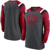 Arizona Cardinals Tri-Blend Raglan Athletic Long Sleeve Fashion T-Shirt Heathered Charcoal/Cardinal | Nike for Sale
