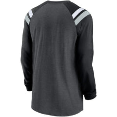 Las Vegas Raiders Tri-Blend Raglan Athletic Long Sleeve Fashion T-Shirt Heathered Charcoal/Black | Nike for Sale