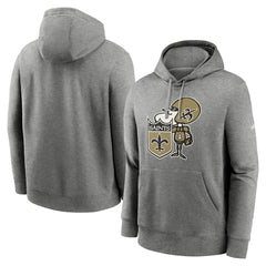 New Orleans Saints Rewind Club Fleece Pullover Hoodie Heathered Gray | Nike for Sale
