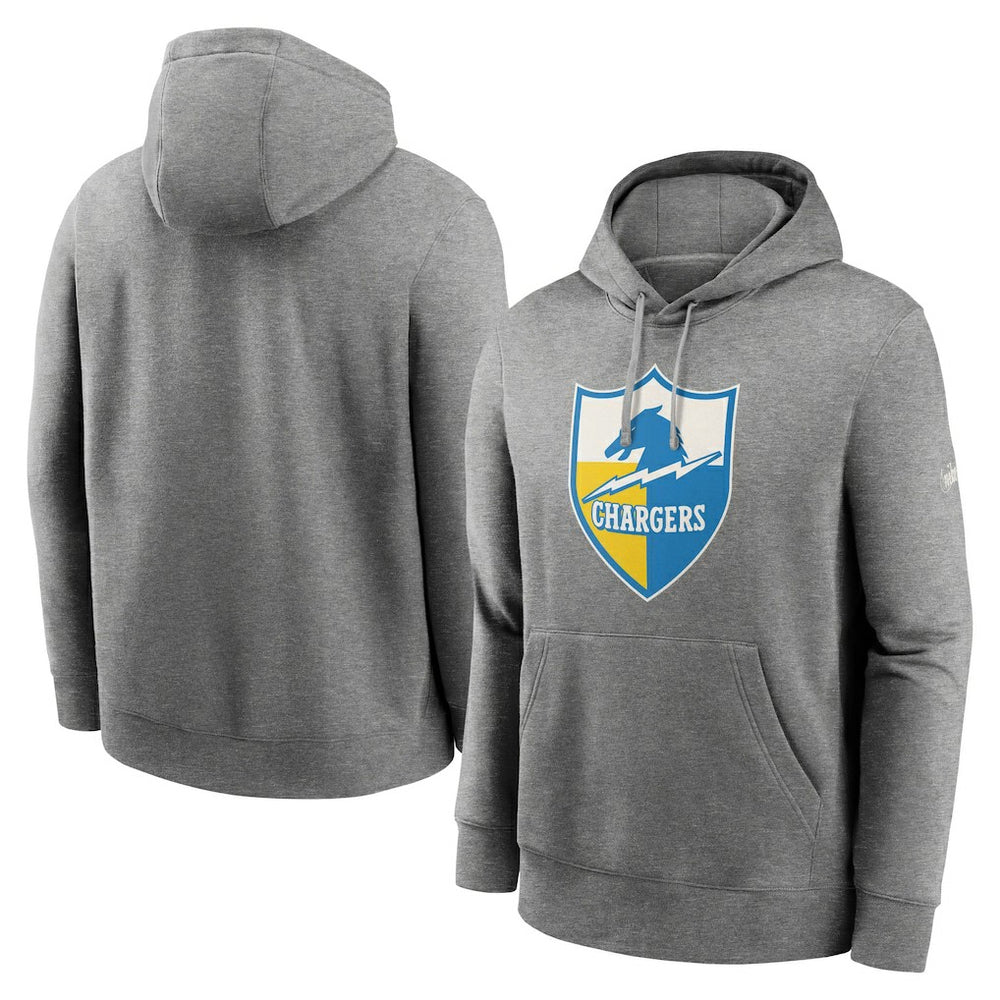 Los Angeles Chargers Rewind Club Fleece Pullover Hoodie Heathered Gray | Nike for Sale