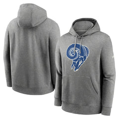 Los Angeles Rams Rewind Club Fleece Pullover Hoodie Heathered Gray | Nike for Sale
