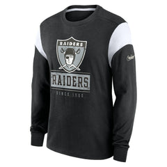 Oakland Raiders Rewind Playback Helmet Long Sleeve T-Shirt Heather Black | Nike for Sale