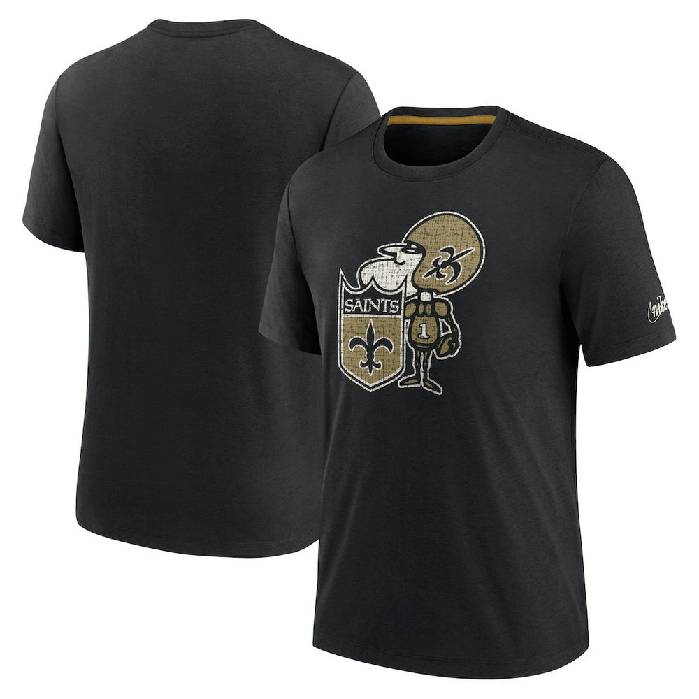 New Orleans Saints Rewind Playback Logo Tri-Blend T-Shirt Black | Nike for Sale