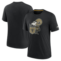 New Orleans Saints Rewind Playback Logo Tri-Blend T-Shirt Black | Nike for Sale