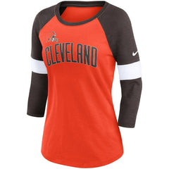 Cleveland Browns Women's Football Pride Slub 3/4 Raglan Sleeve T-Shirt Heathered Orange/Brown | Nike for Sale