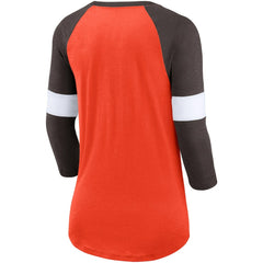 Cleveland Browns Women's Football Pride Slub 3/4 Raglan Sleeve T-Shirt Heathered Orange/Brown | Nike for Sale
