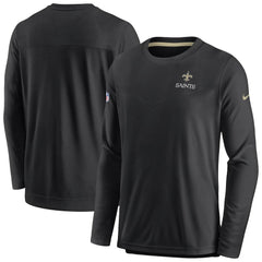 New Orleans Saints Sideline Lockup Performance Pullover Sweatshirt Black | Nike for Sale