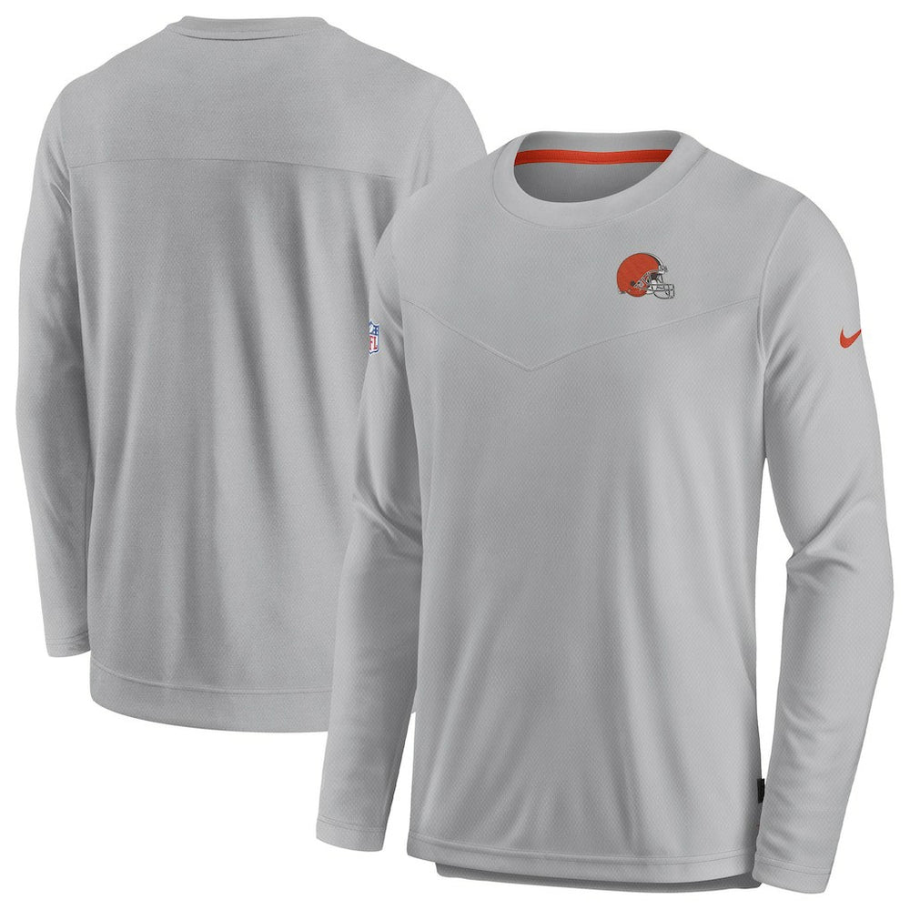 Cleveland Browns Sideline Lockup Performance Pullover Sweatshirt Gray | Nike for Sale