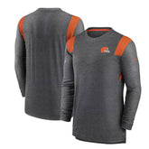Cleveland Browns Sideline Tonal Logo Performance Player Long Sleeve T-Shirt Charcoal | Nike for Sale