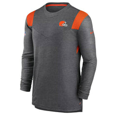 Cleveland Browns Sideline Tonal Logo Performance Player Long Sleeve T-Shirt Charcoal | Nike for Sale