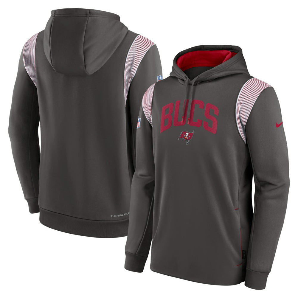 Tampa Bay Buccaneers Sideline Athletic Stack Performance Pullover Hoodie Pewter | Nike for Sale