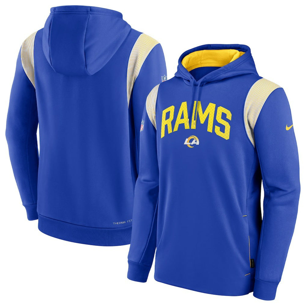 Los Angeles Rams Sideline Athletic Stack Performance Pullover Hoodie Royal | Nike for Sale