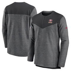 San Francisco 49ers Sideline Lockup Performance Quarter-Zip Top Charcoal | Nike for Sale