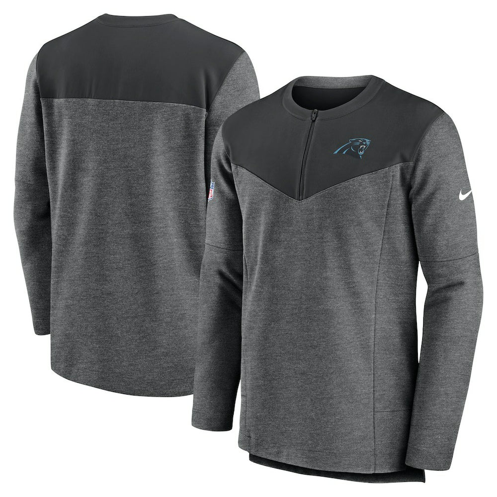 Carolina Panthers Sideline Lockup Performance Quarter-Zip Top Charcoal | Nike for Sale
