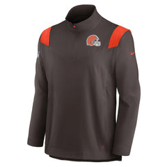 Cleveland Browns Sideline Coach Chevron Lockup Quarter-Zip Long Sleeve Top Brown | Nike for Sale
