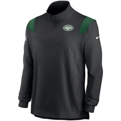 New York Jets Sideline Coach Chevron Lockup Quarter-Zip Long Sleeve Top Black | Nike for Sale