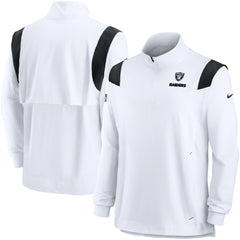 Las Vegas Raiders Sideline Coach Chevron Lockup Quarter-Zip Long Sleeve Top White | Nike for Sale