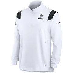 Las Vegas Raiders Sideline Coach Chevron Lockup Quarter-Zip Long Sleeve Top White | Nike for Sale