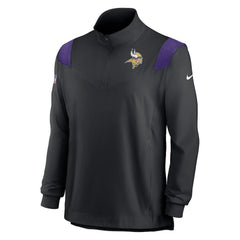 Minnesota Vikings Sideline Coach Chevron Lockup Quarter-Zip Long Sleeve Top Black | Nike for Sale