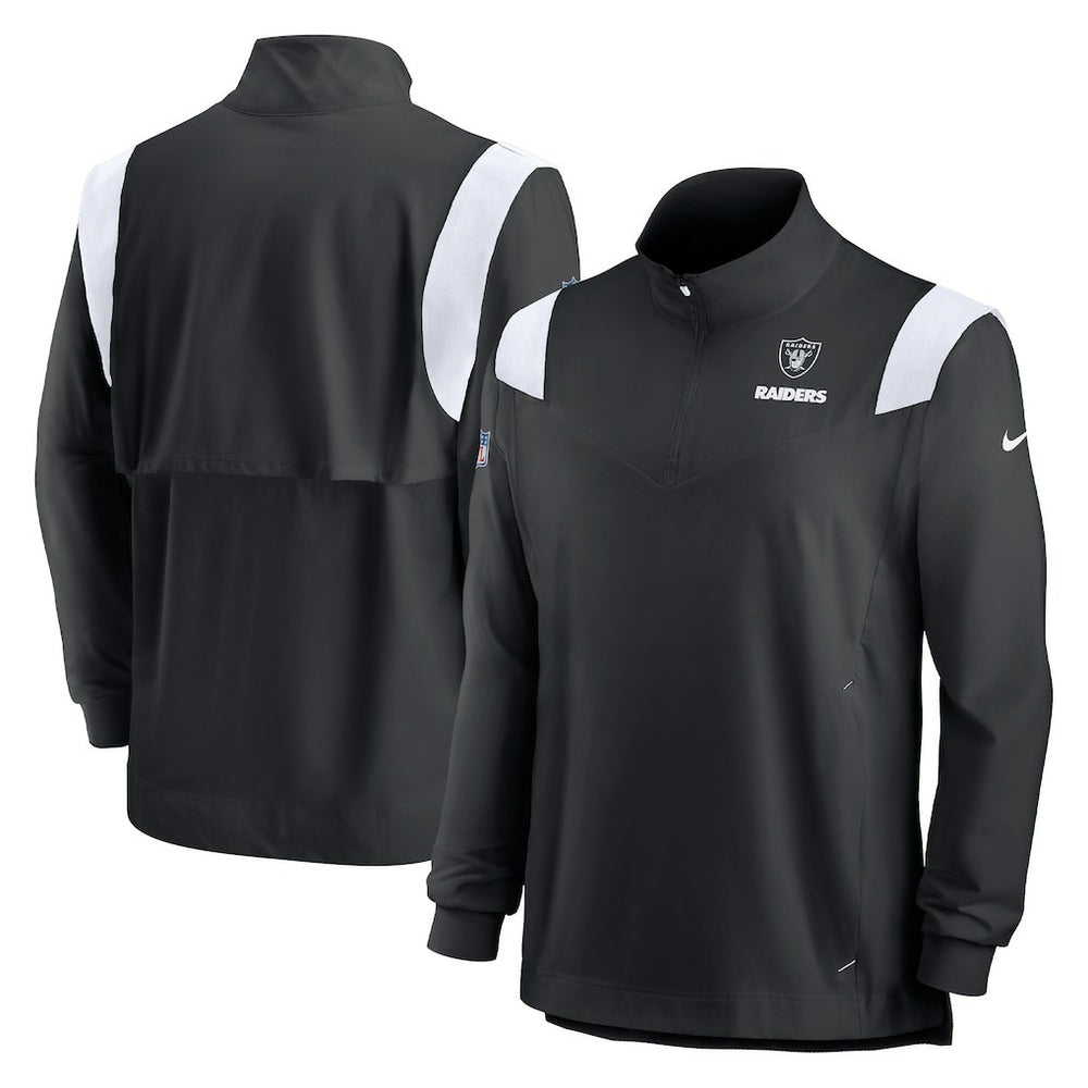 Las Vegas Raiders Sideline Coach Chevron Lockup Quarter-Zip Long Sleeve Top Black | Nike for Sale