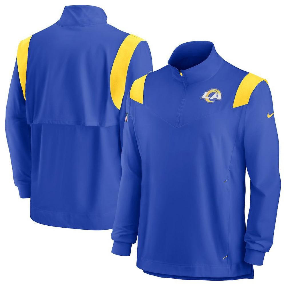 Los Angeles Rams Sideline Coach Chevron Lockup Quarter-Zip Long Sleeve Top Royal | Nike for Sale