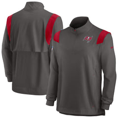 Tampa Bay Buccaneers Sideline Coach Chevron Lockup Quarter-Zip Long Sleeve Top Pewter | Nike for Sale