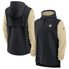 New Orleans Saints Sideline Player Quarter-Zip Hoodie Black/Gold | Nike for Sale