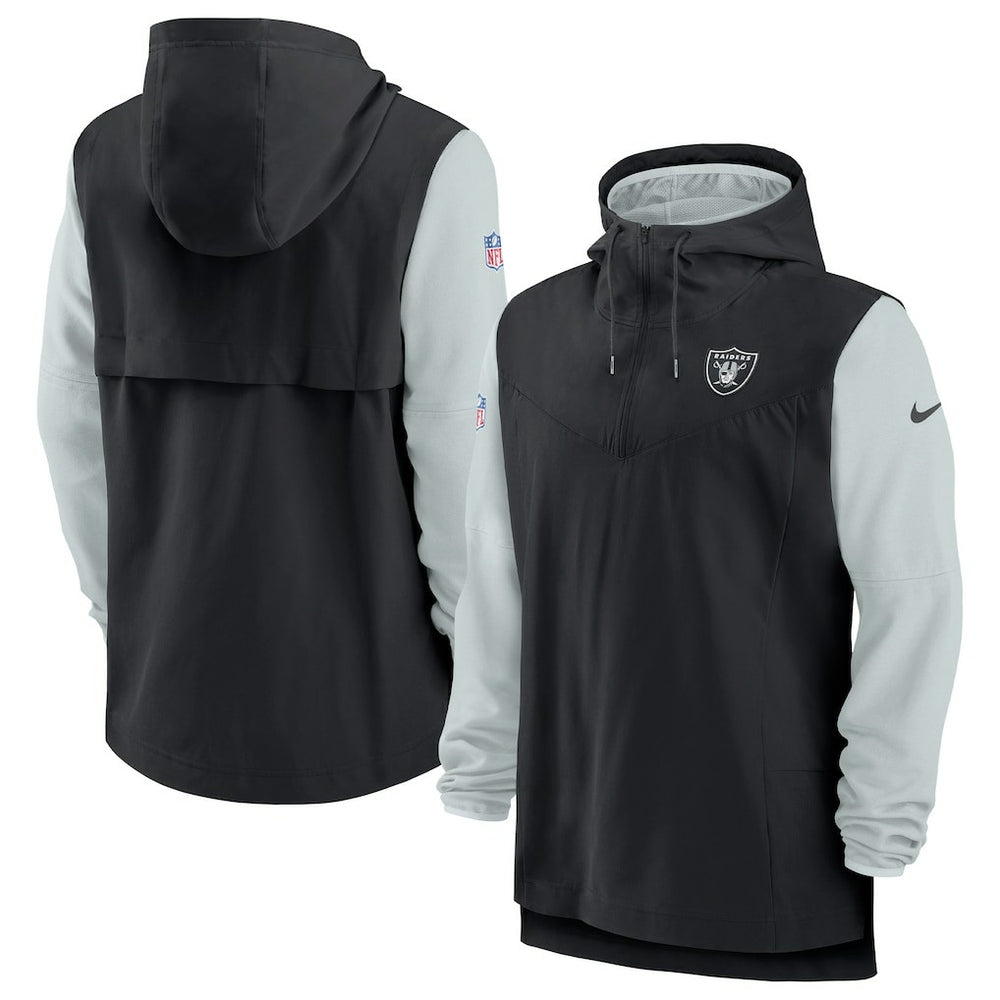Las Vegas Raiders Sideline Player Quarter-Zip Hoodie Jacket Black/Silver | Nike for Sale