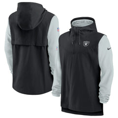 Las Vegas Raiders Sideline Player Quarter-Zip Hoodie Jacket Black/Silver | Nike for Sale