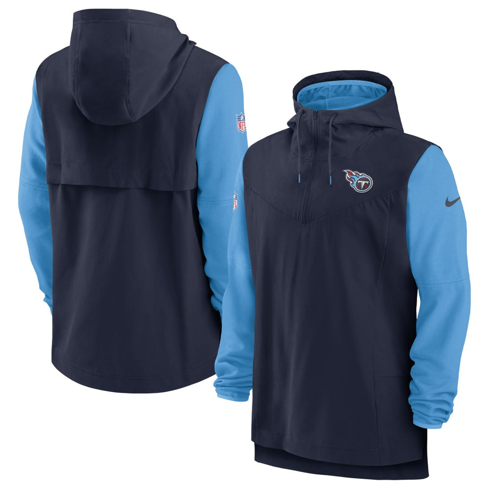 Tennessee Titans Sideline Player Quarter-Zip Hoodie Navy/Light Blue | Nike for Sale
