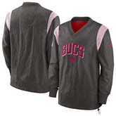 Tampa Bay Buccaneers Sideline Athletic Stack V-Neck Pullover Windshirt Jacket Pewter | Nike for Sale