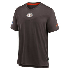 Cleveland Browns Sideline Coaches Vintage Chevron Performance V-Neck T-Shirt Brown | Nike for Sale