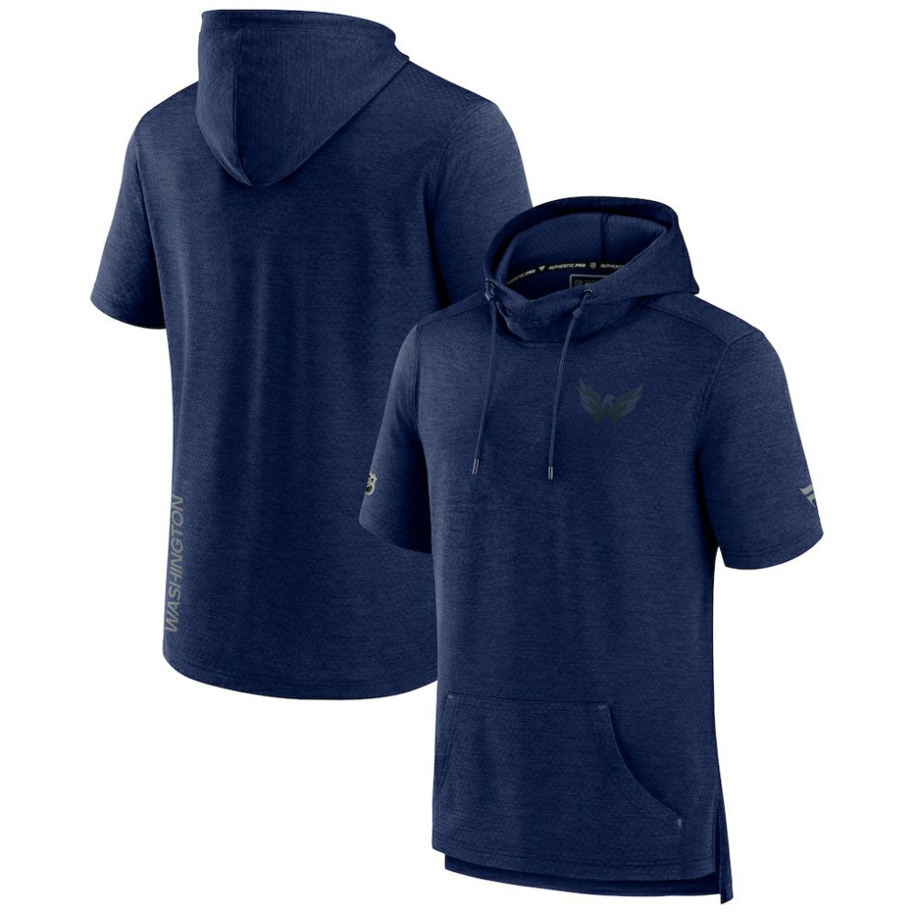 Washington Capitals Fanatics Authentic Pro Road Performance Short Sleeve Pullover Hoodie - Heather Navy - NHL