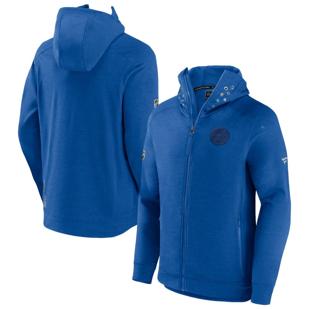 New York Islanders Fanatics Authentic Pro Road Tech Lightweight Full-Zip Hoodie Jacket - Heather Royal - NHL
