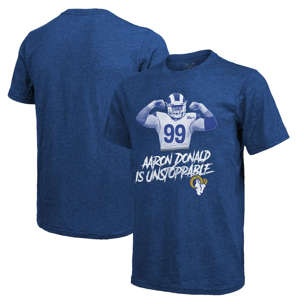 Aaron Donald Los Angeles Rams Majestic Threads Tri-Blend Player Graphic T-Shirt Royal | NFL