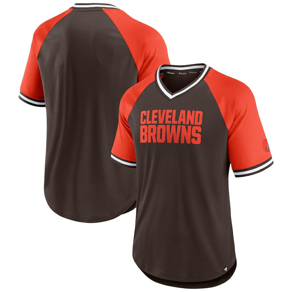 Cleveland Browns Second Wind Raglan V-Neck T-Shirt Brown/Orange | Fanatics