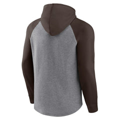 Cleveland Browns By Design Raglan Pullover Hoodie Heathered Gray/Brown | Fanatics