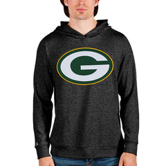 Green Bay Packers Antigua Team Absolute Pullover Hoodie Heathered Black | NFL