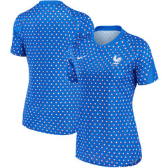 France Women's National Team Women's 2022/23 Away Pre-Match Performance Top Blue | Nike