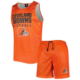 Cleveland Browns FOCO Colorblock Mesh V-Neck & Shorts Set Orange | NFL